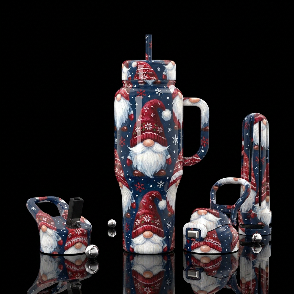 Gnome for the holidays water bottle design