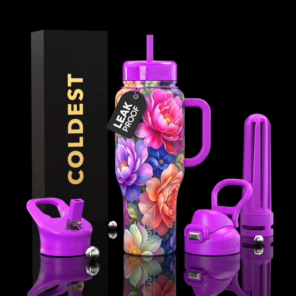Magenta Bloom water bottle design