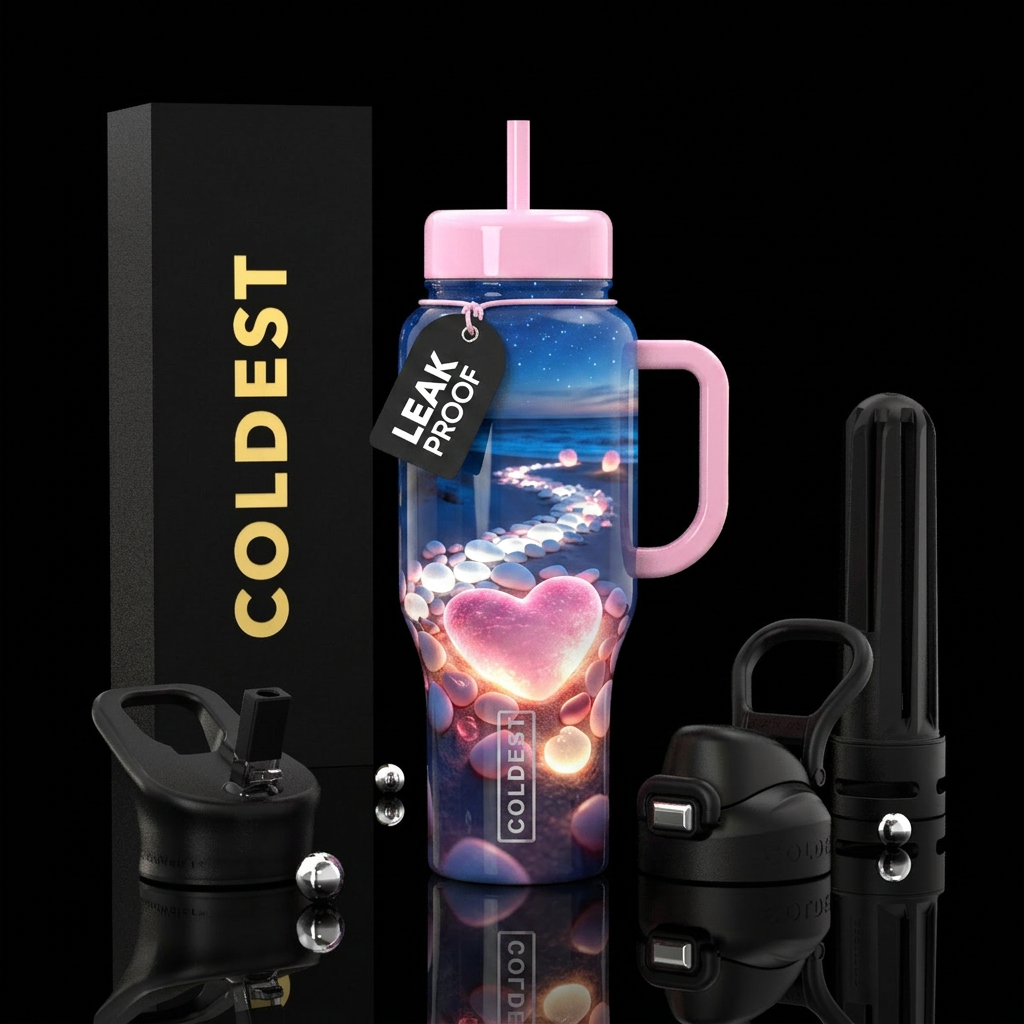The Lit Path water bottle design