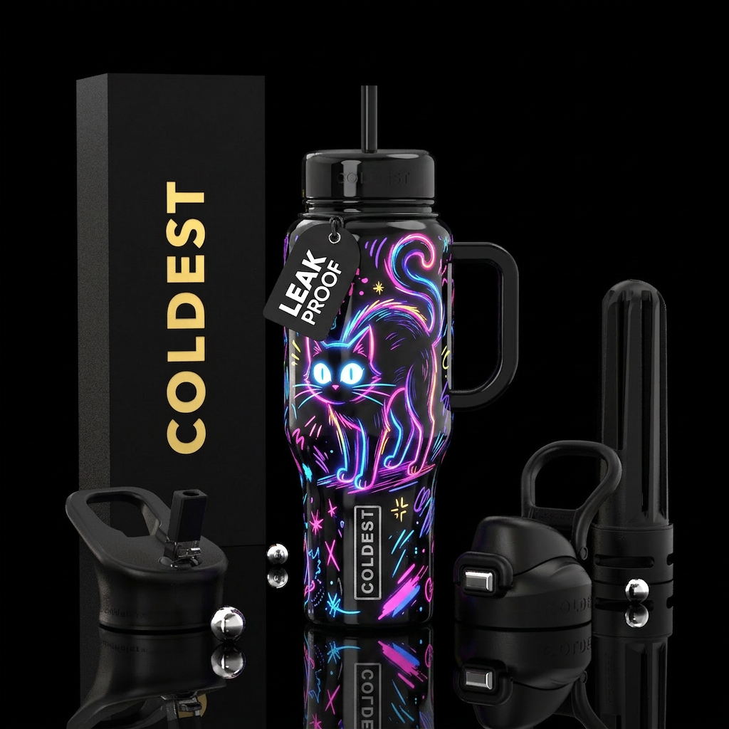 Static Cat water bottle design