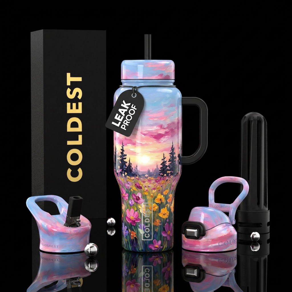 Wild Flower Field water bottle design