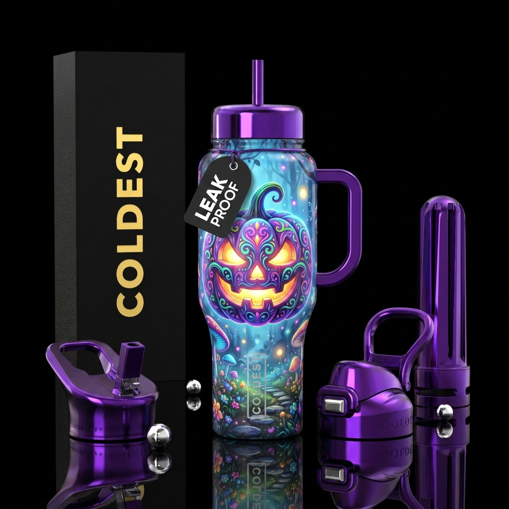 Purple Pumpkin water bottle design