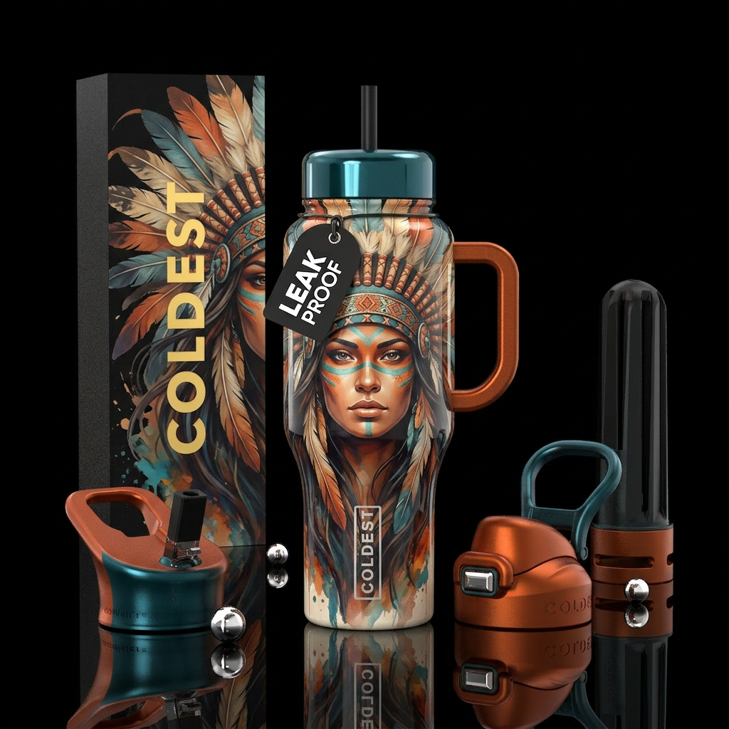 Colored Feather water bottle design