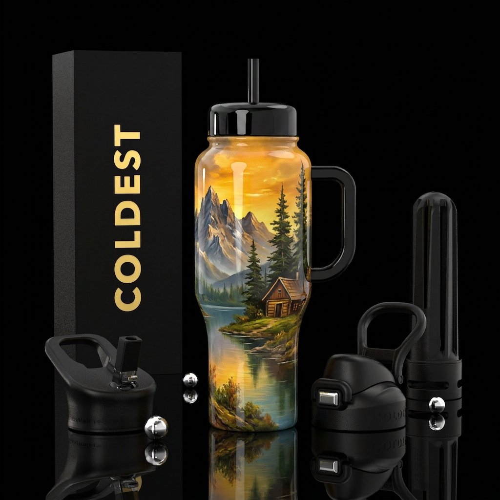Cabin With a View water bottle design