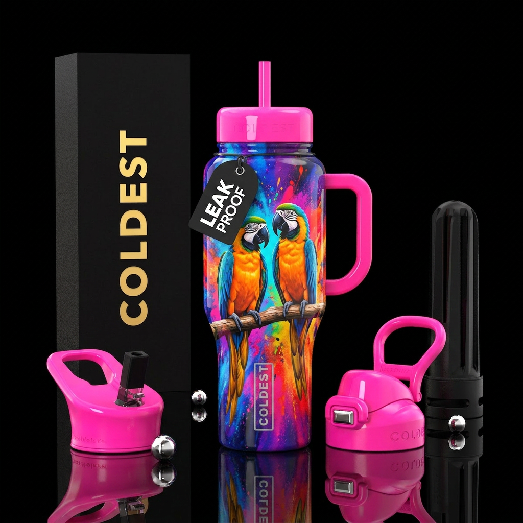 Feather Fiesta water bottle design