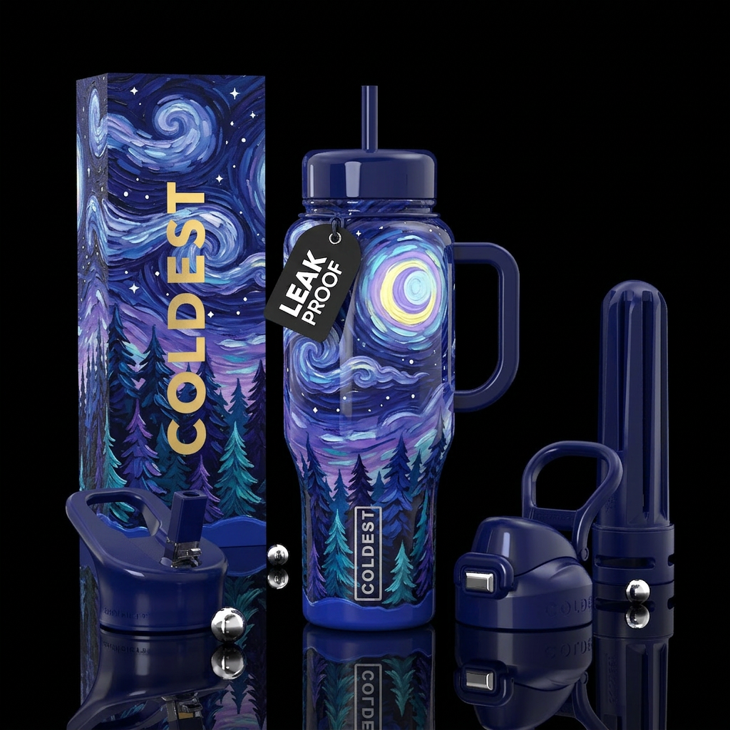 Starry Forest water bottle design