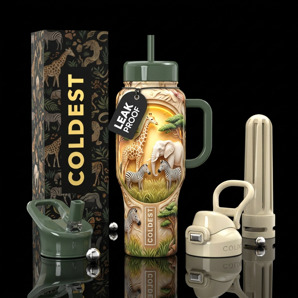 Golden Safari water bottle design