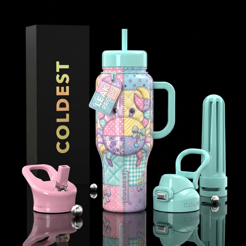 Seaside Stitches water bottle design