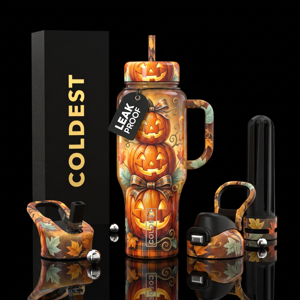 Tower of Pumpkins water bottle design