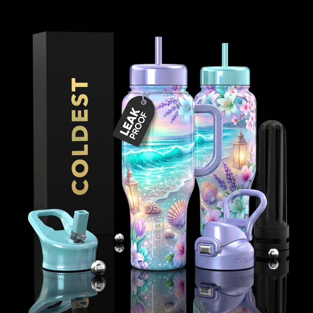 Teal Waters water bottle design