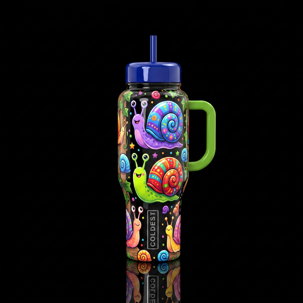 Glowie Snails water bottle design