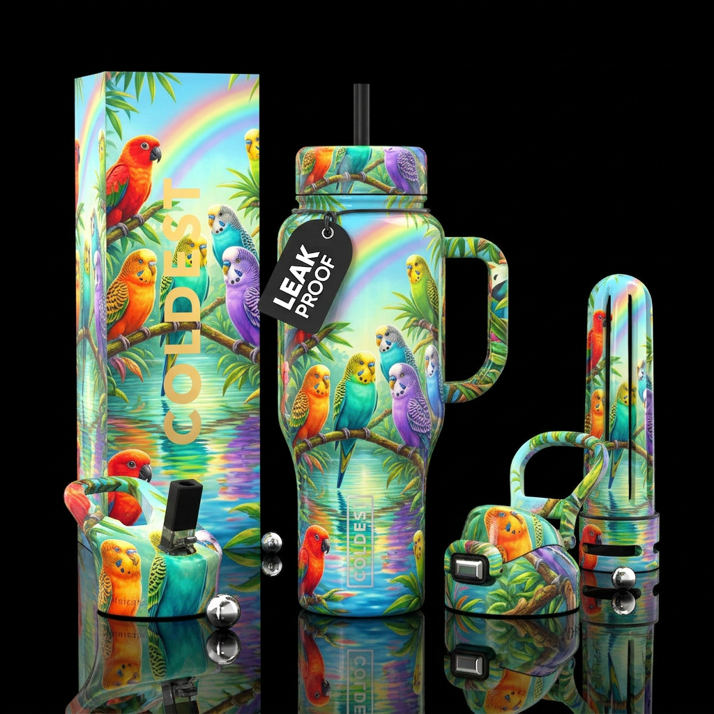 Rainbow Perch water bottle design