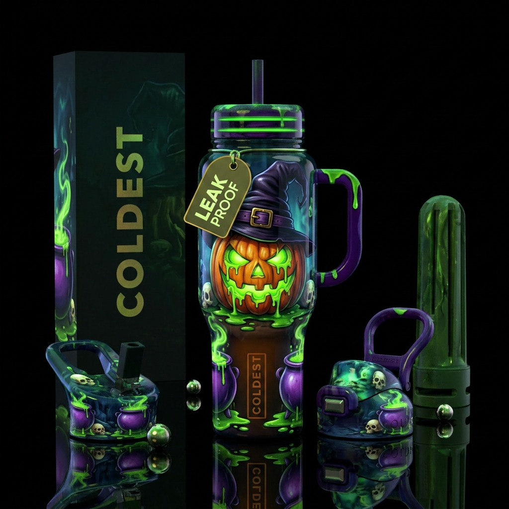 Pumpkin Witch water bottle design