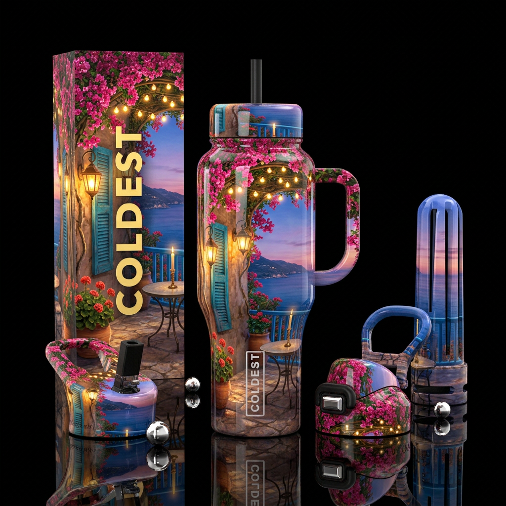 Mediterranean View water bottle design