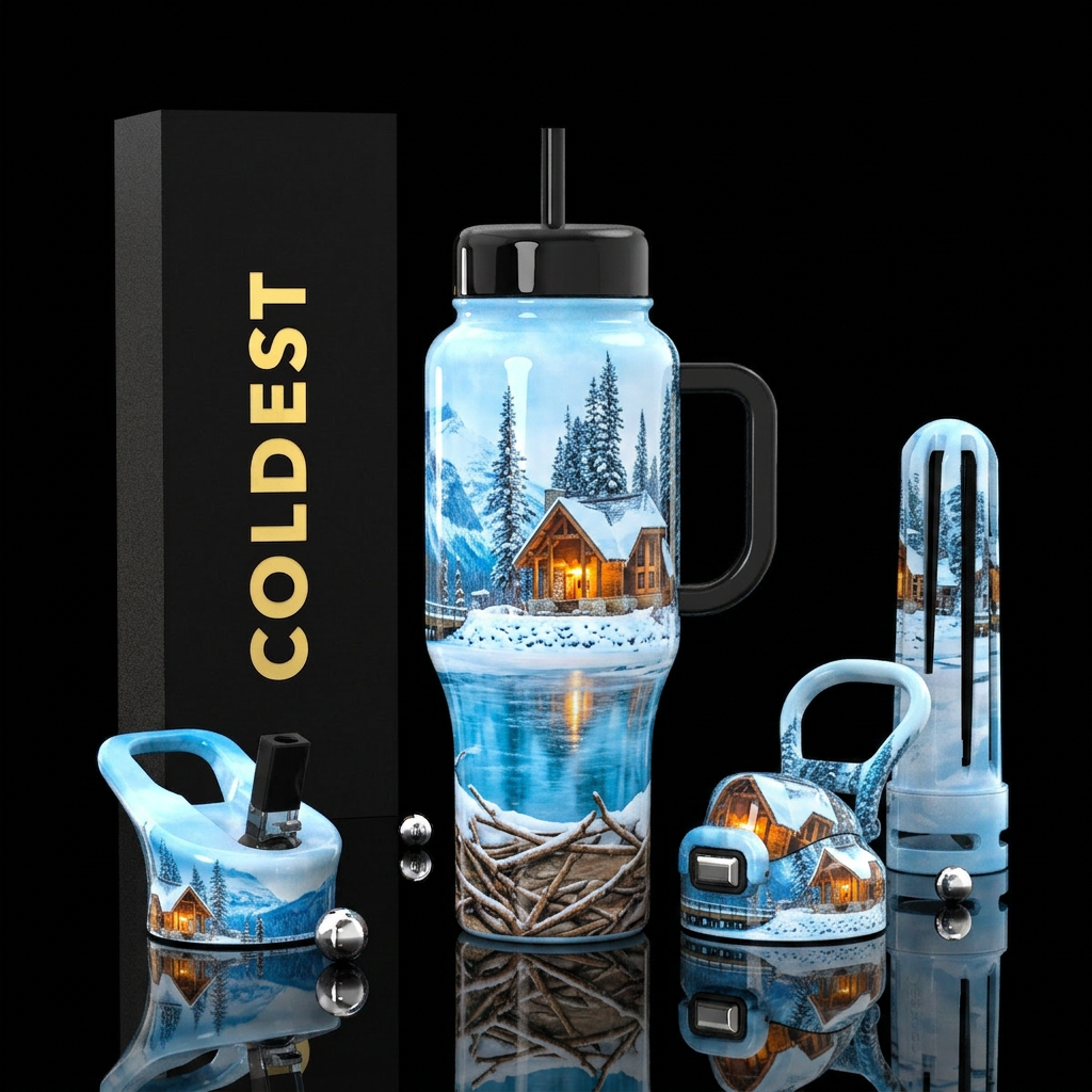 Cabin by the Lake water bottle design