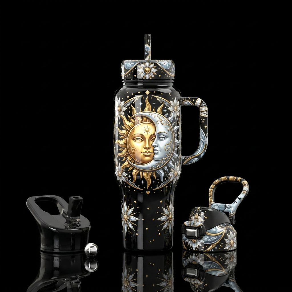 Luna Sol Gold water bottle design