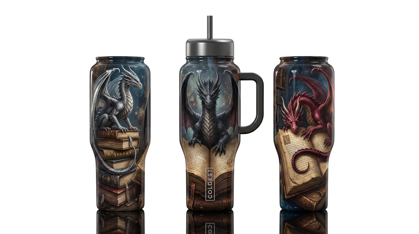 Books of Dragons water bottle design