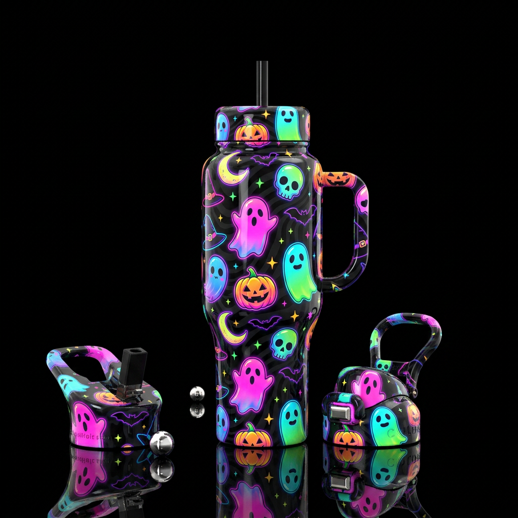 Glow Ghoul Glam water bottle design