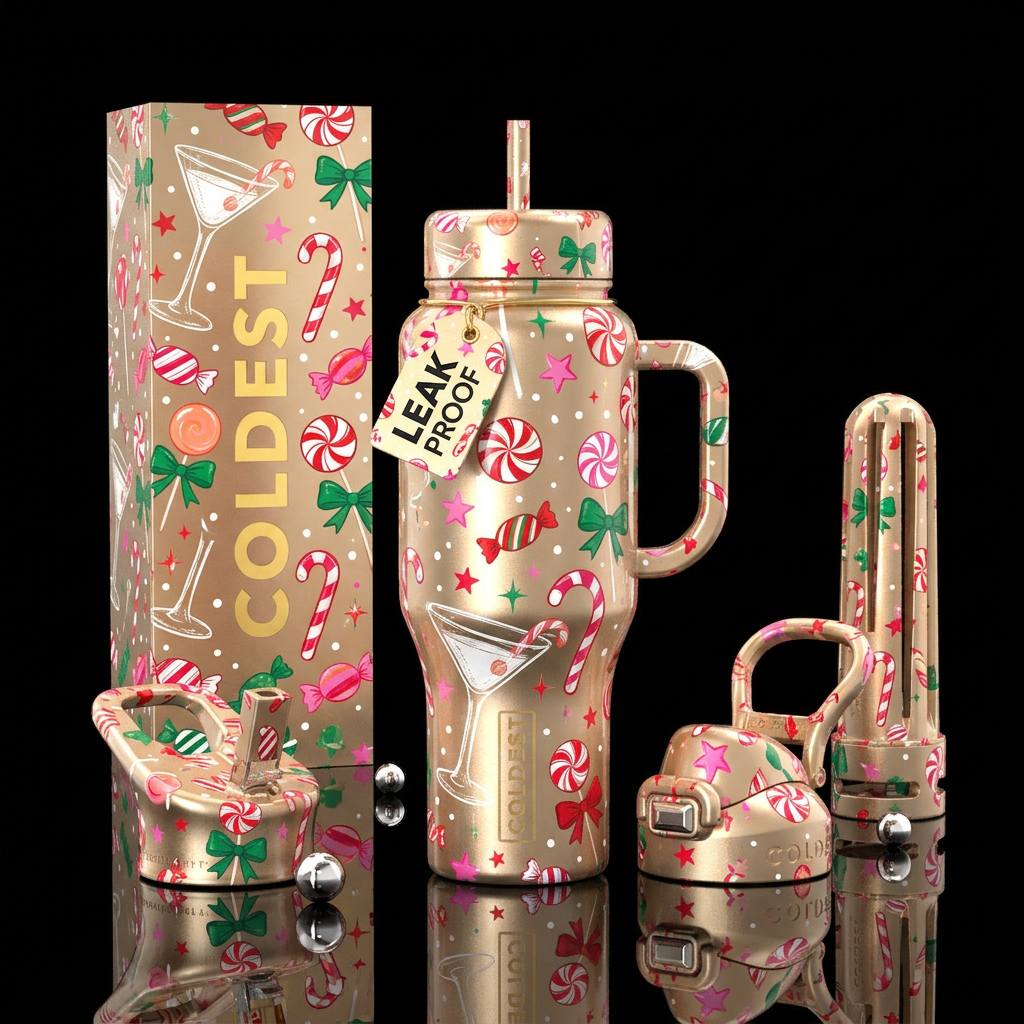 Candy Canes & Cocktails water bottle design