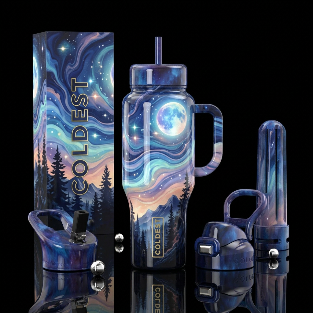 A painted Sky water bottle design
