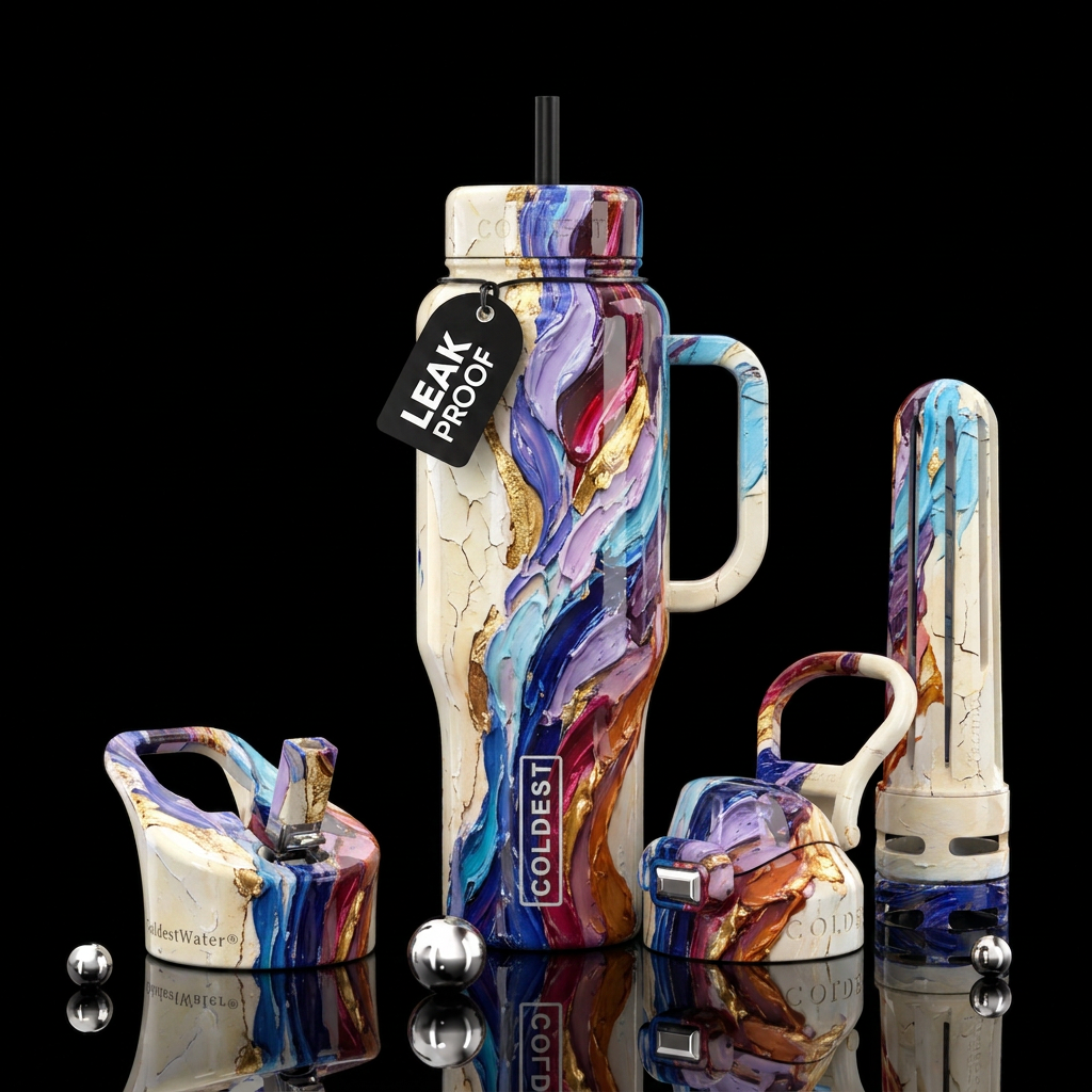Jeweled Island water bottle design