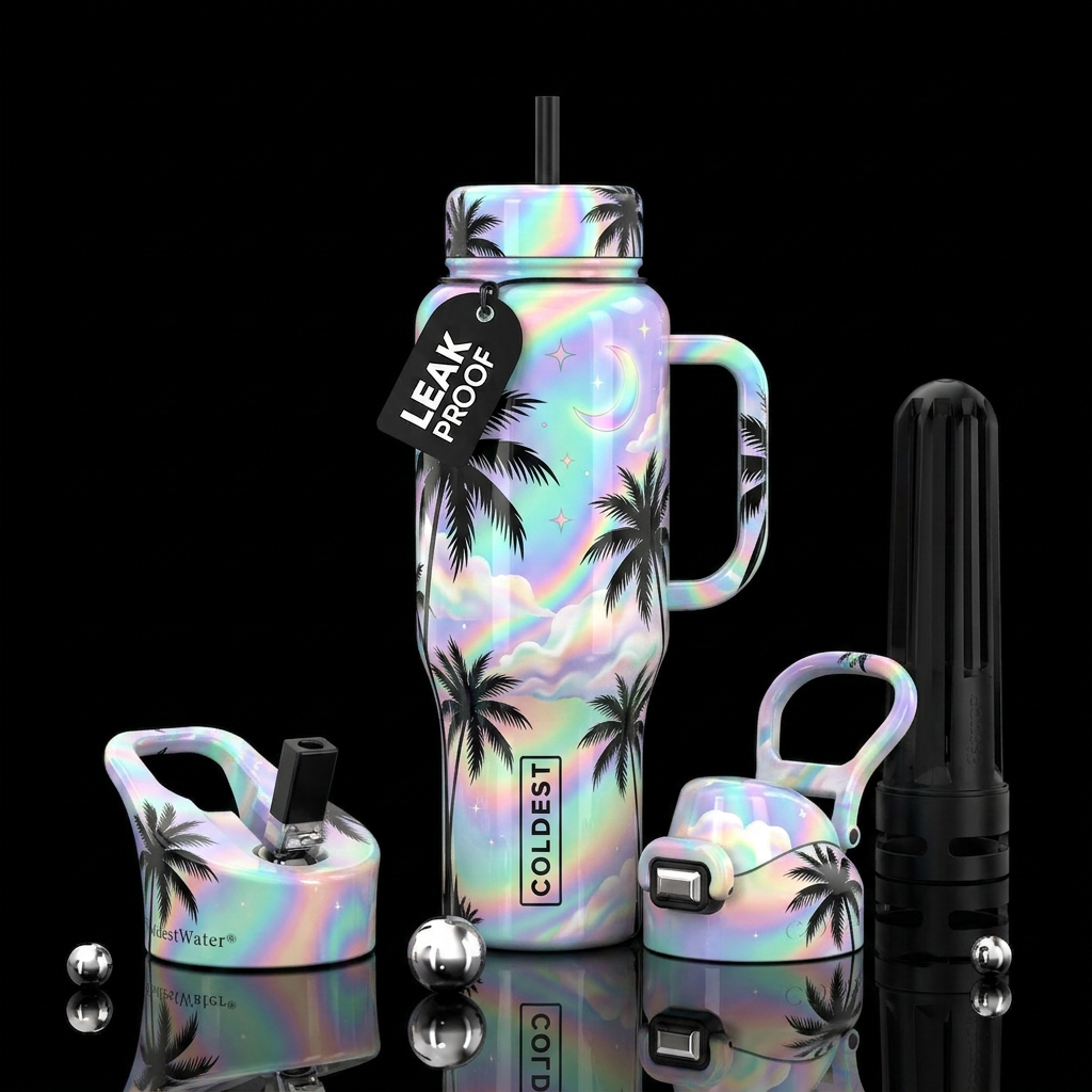 Palms in Pastels water bottle design