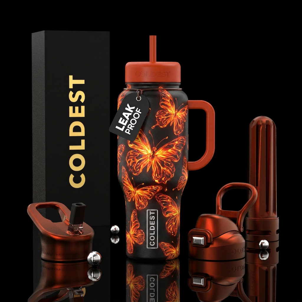 Lava butterflies water bottle design