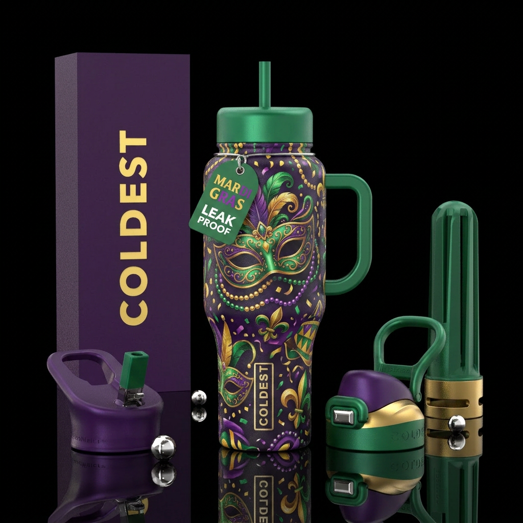 Mardi gras water bottle design