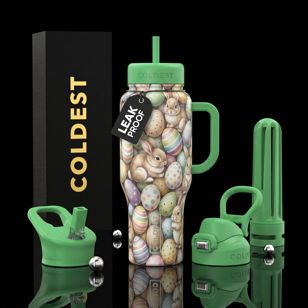 Easter bunny and eggs water bottle design