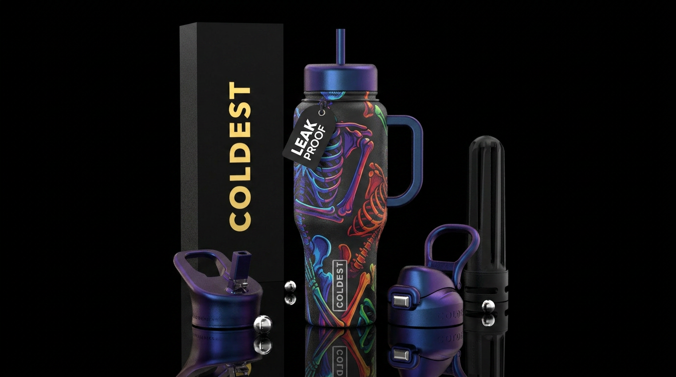 Giant skeleton, bones water bottle design