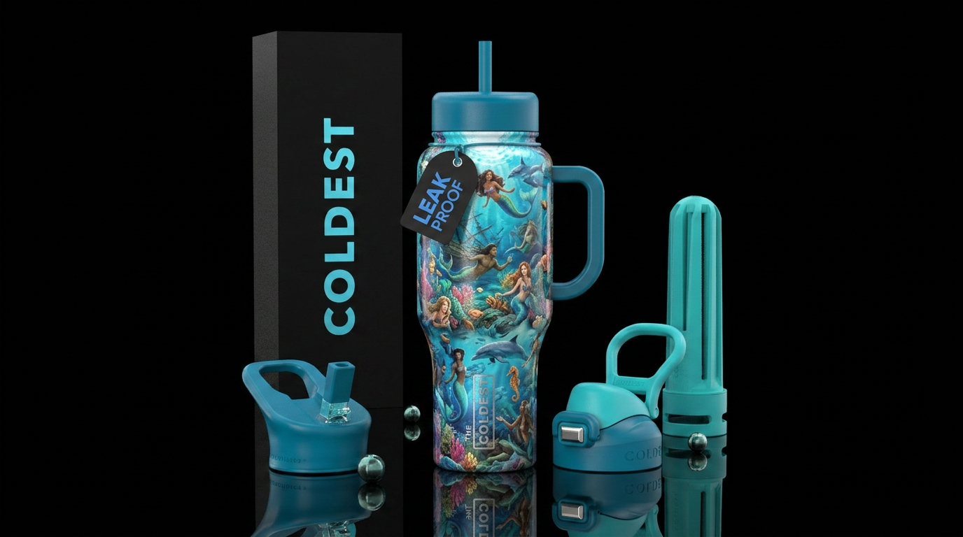 Sea of mermaids water bottle design