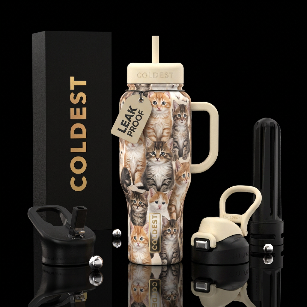 Cute kittens water bottle design