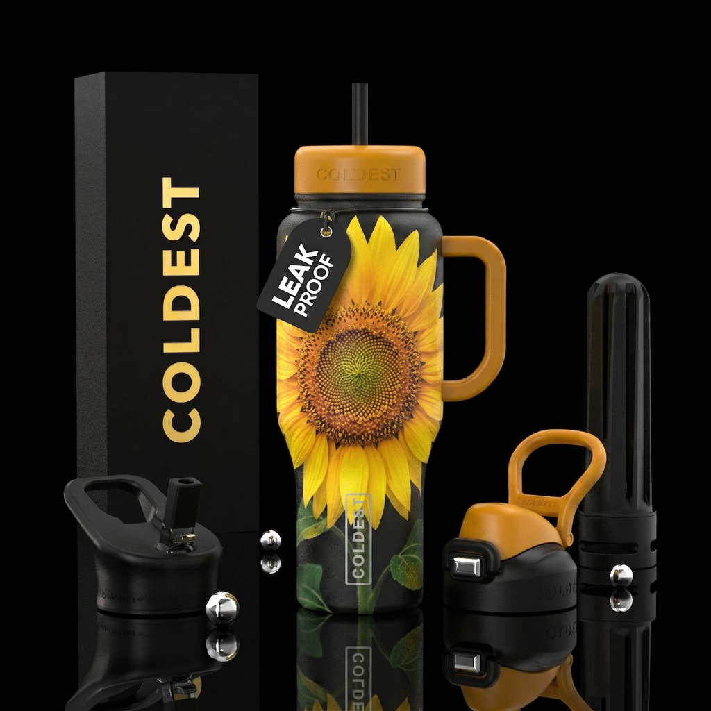 Giant sunflower water bottle design