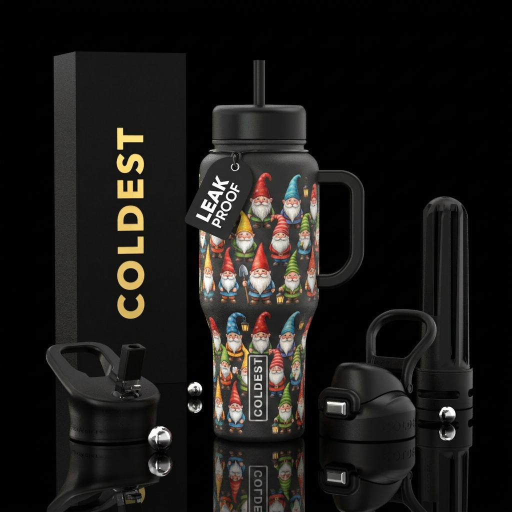 Gardne gnomes water bottle design