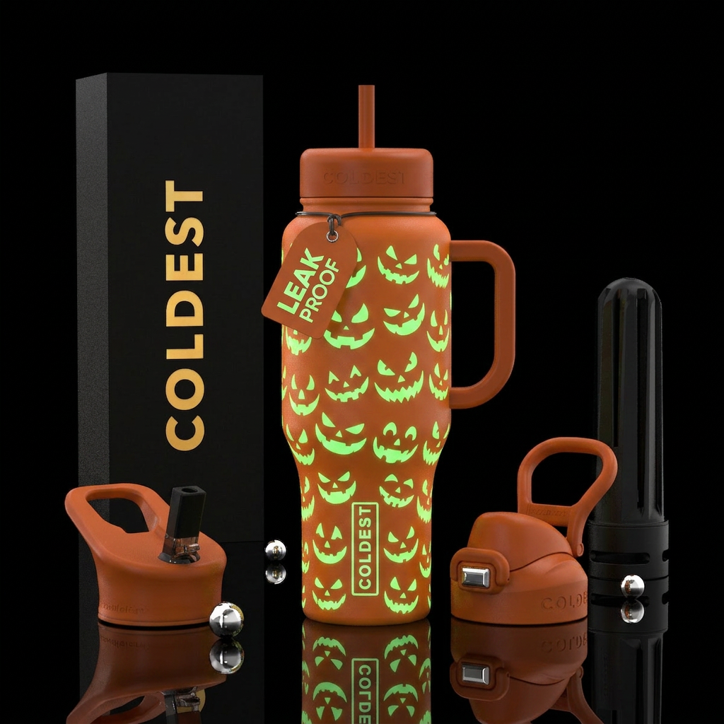 Jack o lanterns that glow in the dark water bottle design