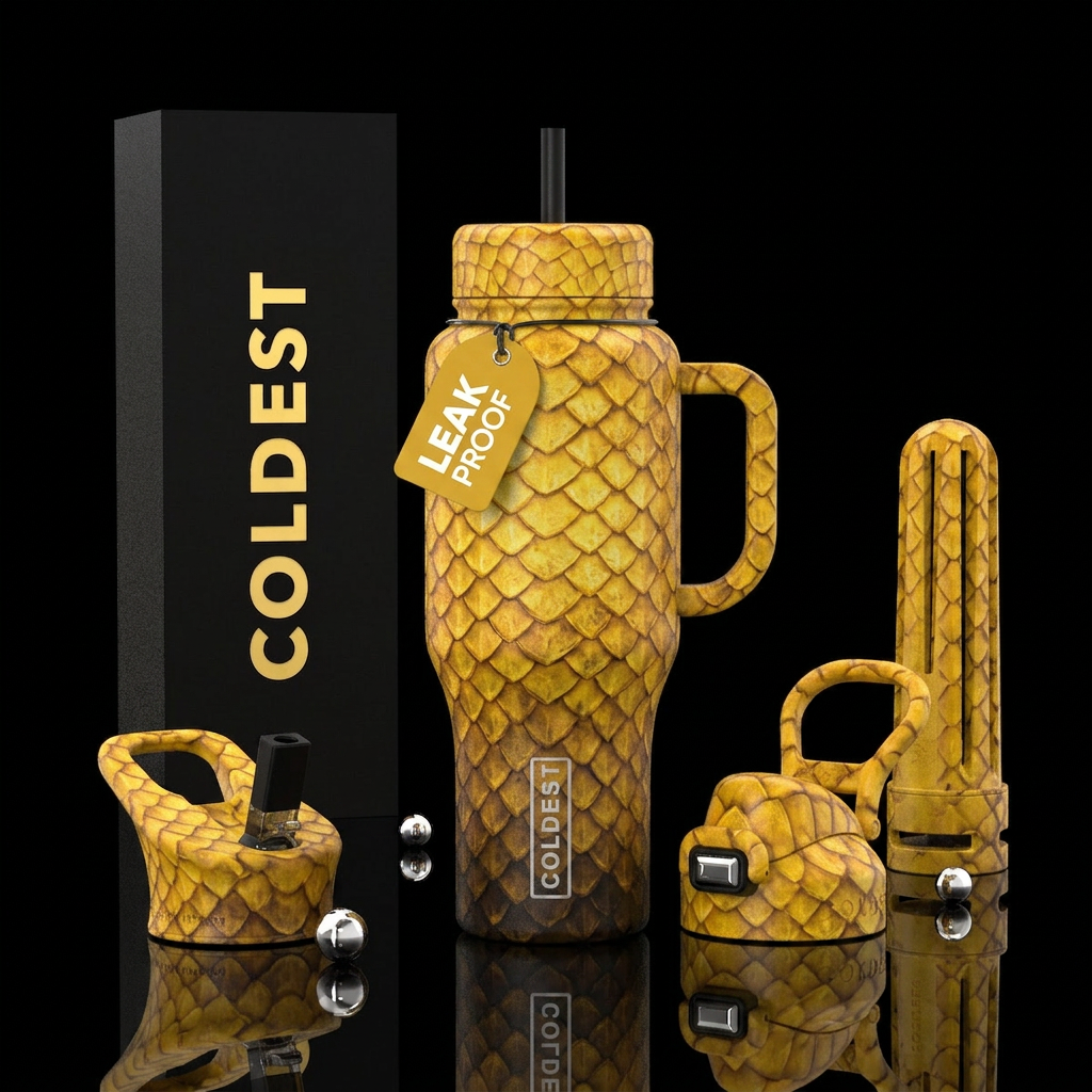Yellow dragon scales, gradient water bottle design