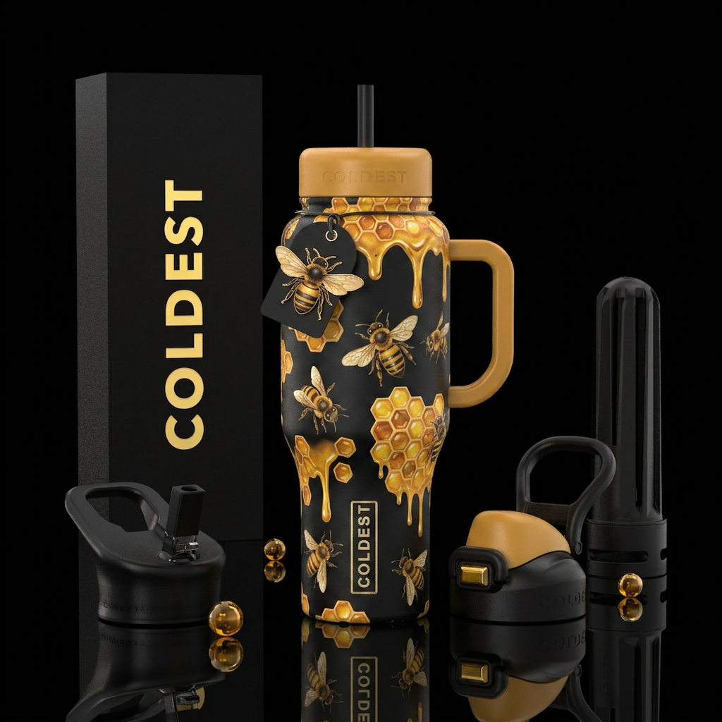 Bees and honey water bottle design