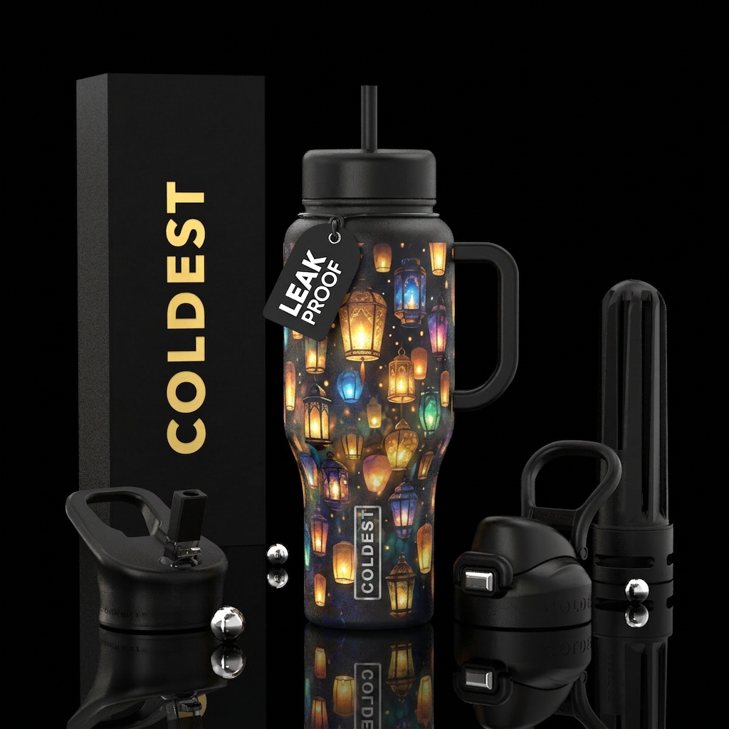 Flickering lanterns water bottle design
