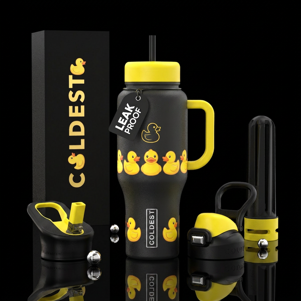 Ducks in a row water bottle design