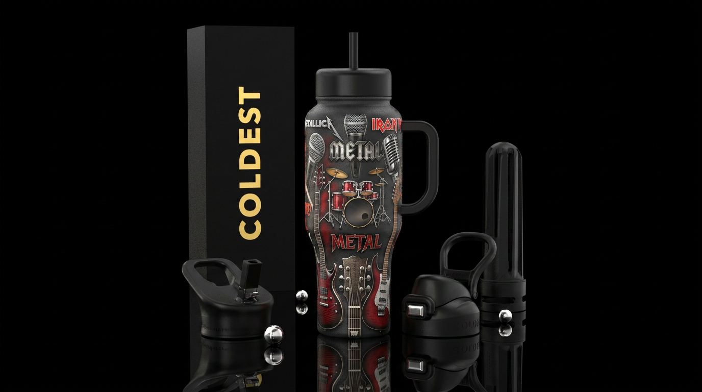Metal music water bottle design