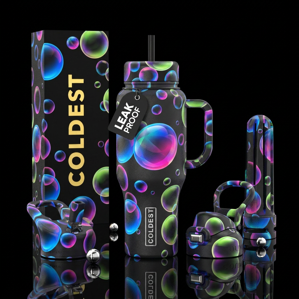 Gradient bubbles water bottle design