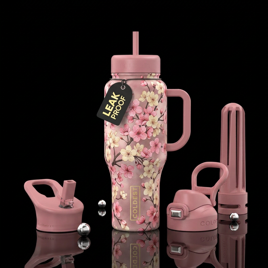 Japanese cherry blossoms water bottle design