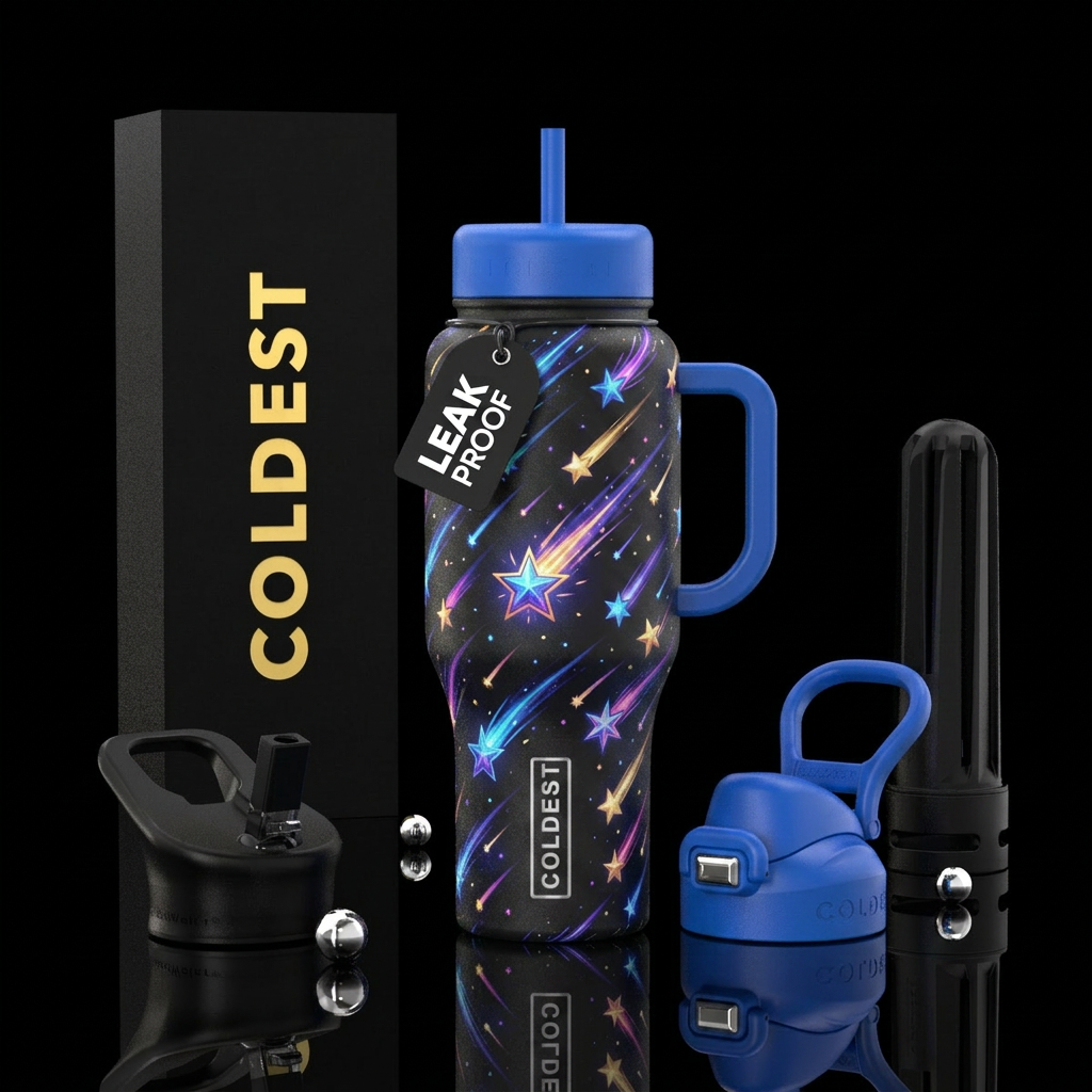 Shooting stars water bottle design