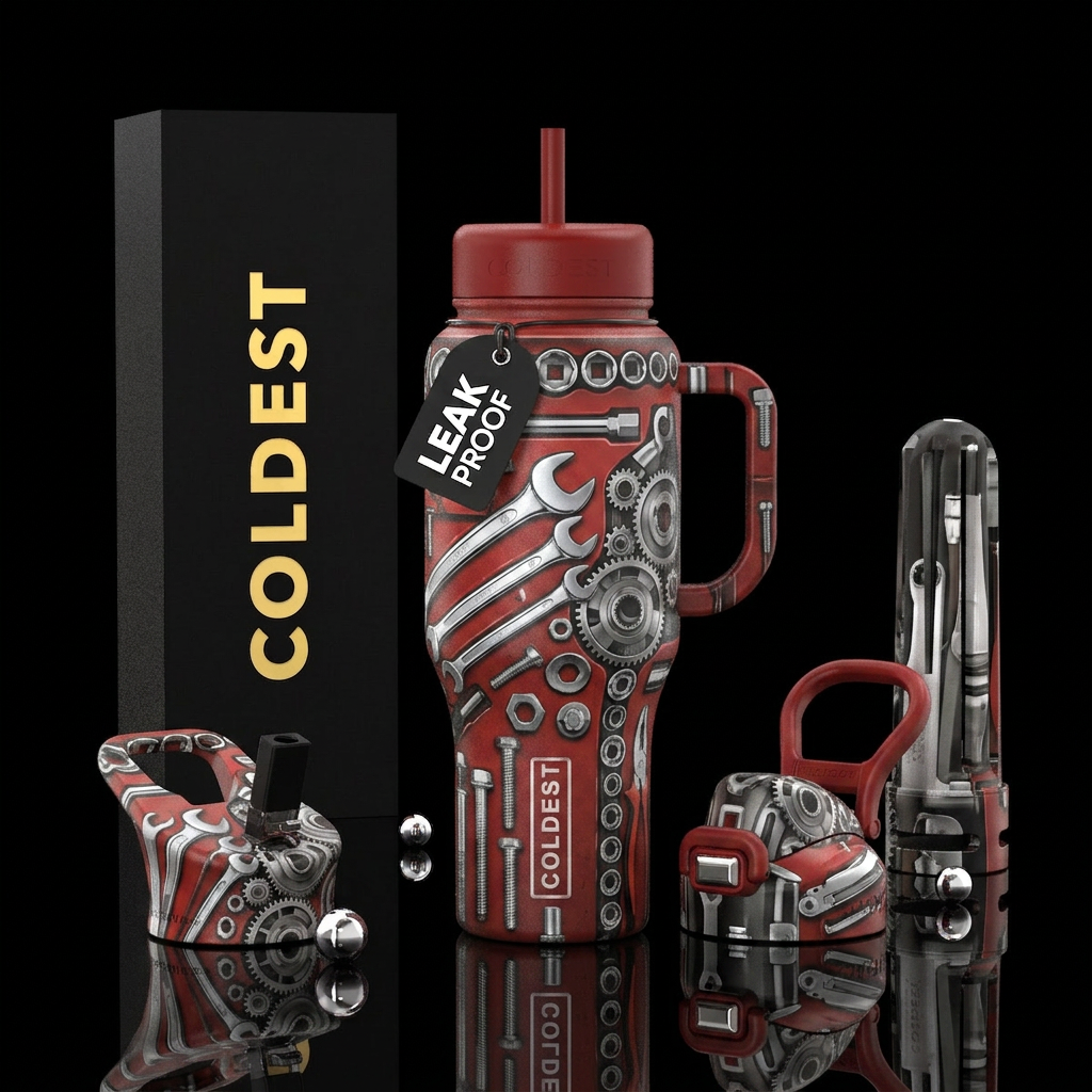 A man's tool box water bottle design
