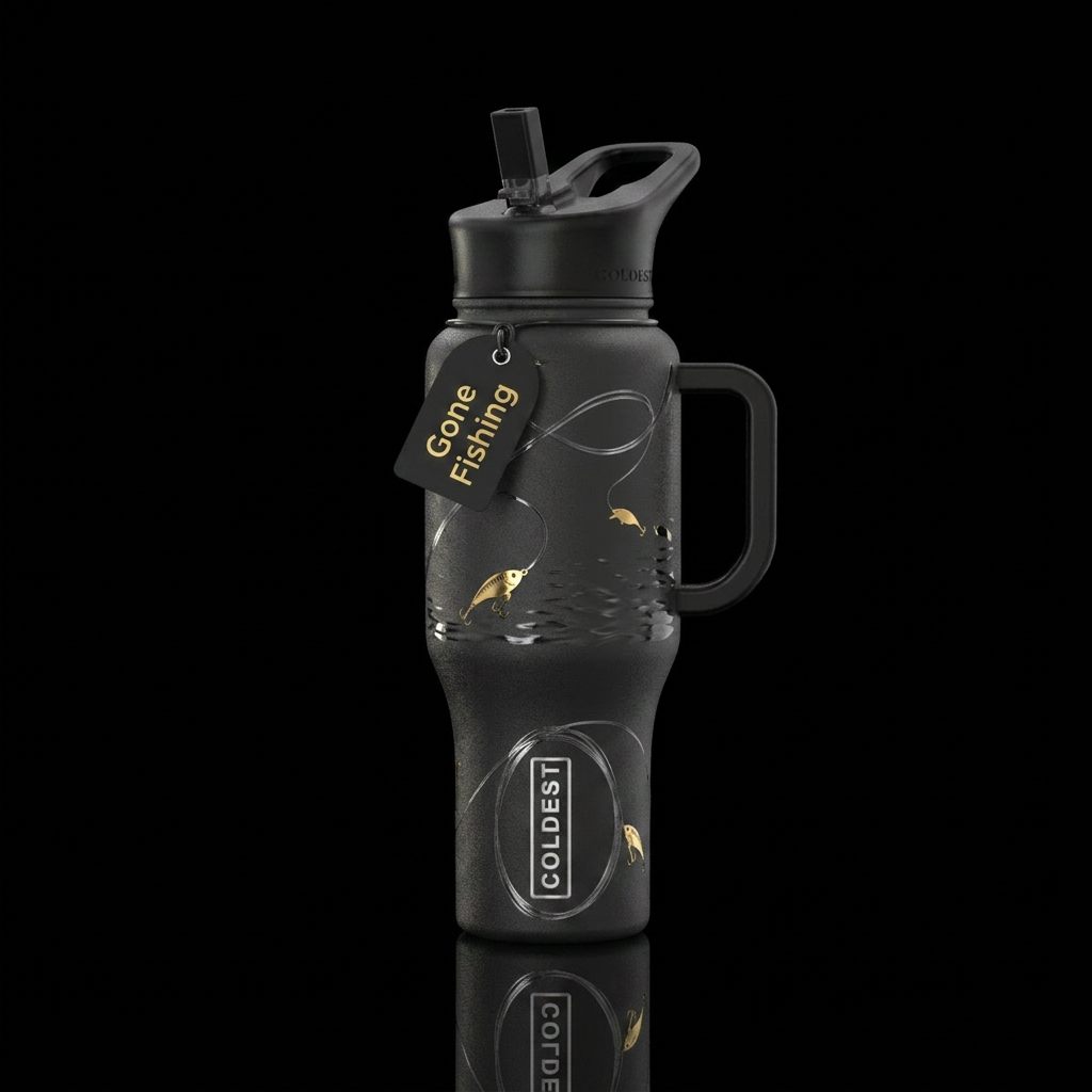 Gone fishing water bottle design