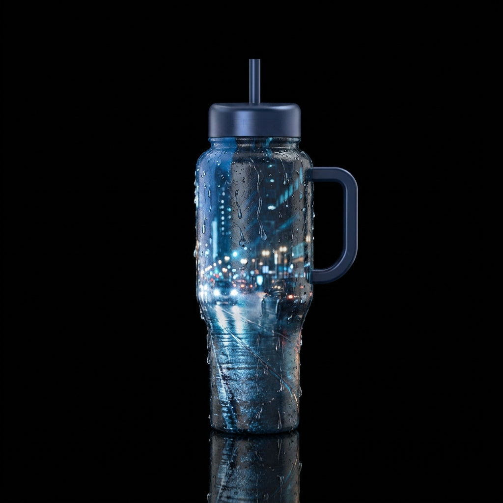 Rainy night water bottle design