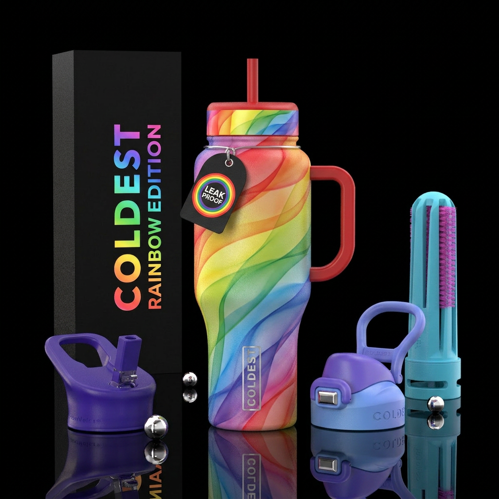 Over that rainbow water bottle design