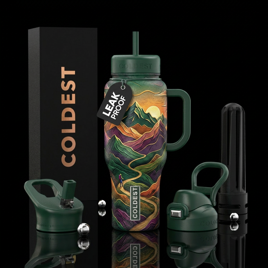 Out for a hike water bottle design
