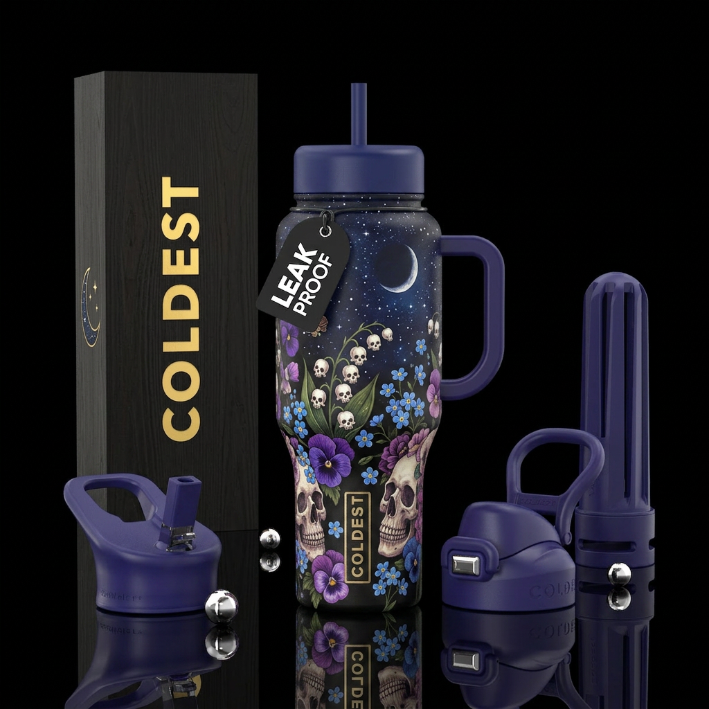 Lily of the skulls water bottle design
