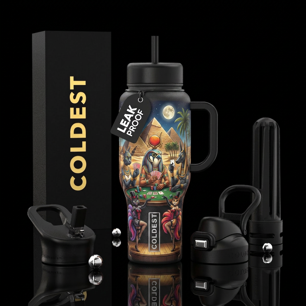 Egyptian card night! water bottle design